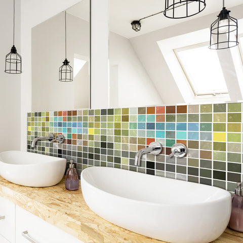 Green and Grey Stone Wallpaper Stonelike Mosaic Wall Tiles Sticker Multicolor Peel and Stick Green and Grey Stone Wallpaper Stonelike Mosaic Wall Tiles Sticker Multicolor Peel and Stick