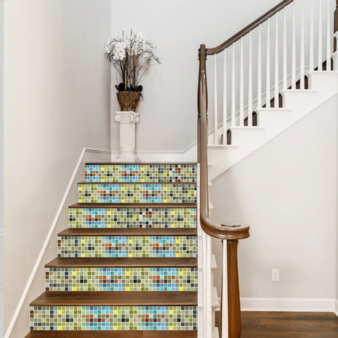 Green and Grey Stone Wallpaper Stonelike Mosaic Wall Tiles Sticker Multicolor Peel and Stick Green and Grey Stone Wallpaper Stonelike Mosaic Wall Tiles Sticker Multicolor Peel and Stick