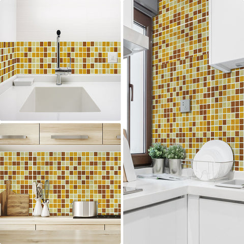 Yellow Stone Wallpaper Stonelike Mosaic Wall Tiles Sticker Multicolor Peel and Stick Yellow Stone Wallpaper Stonelike Mosaic Wall Tiles Sticker Multicolor Peel and Stick