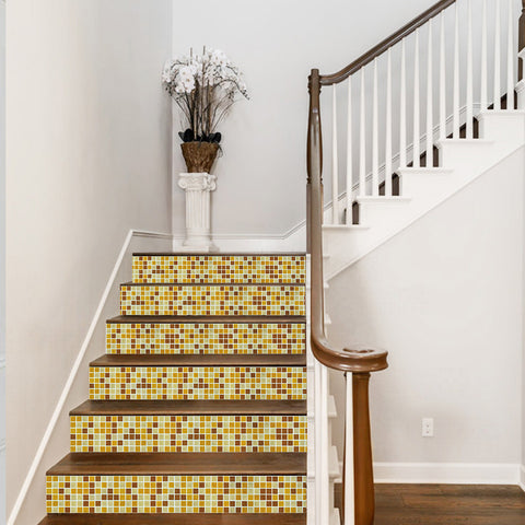 Yellow Stone Wallpaper Stonelike Mosaic Wall Tiles Sticker Multicolor Peel and Stick Yellow Stone Wallpaper Stonelike Mosaic Wall Tiles Sticker Multicolor Peel and Stick