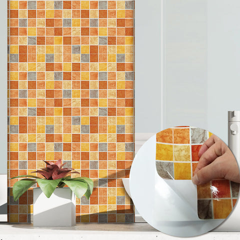 Rustic Yellow and Brown Stone Wallpaper Stonelike Mosaic Wall Tiles Sticker Peel and Stick Rustic Yellow and Brown Stone Wallpaper Stonelike Mosaic Wall Tiles Sticker Peel and Stick