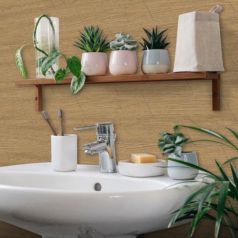 Natural Brown Faux Wood Wallpaper for Bathroom Natural Brown Faux Wood Wallpaper for Bathroom