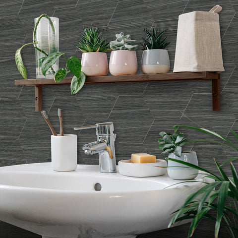 Smoky Grey Wood Texture Wallpaper for Bathroom Smoky Grey Wood Texture Wallpaper for Bathroom