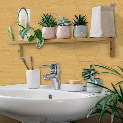 Light Oak Hexagonal Wood Texture Wallpaper for Bathroom Light Oak Hexagonal Wood Texture Wallpaper for Bathroom