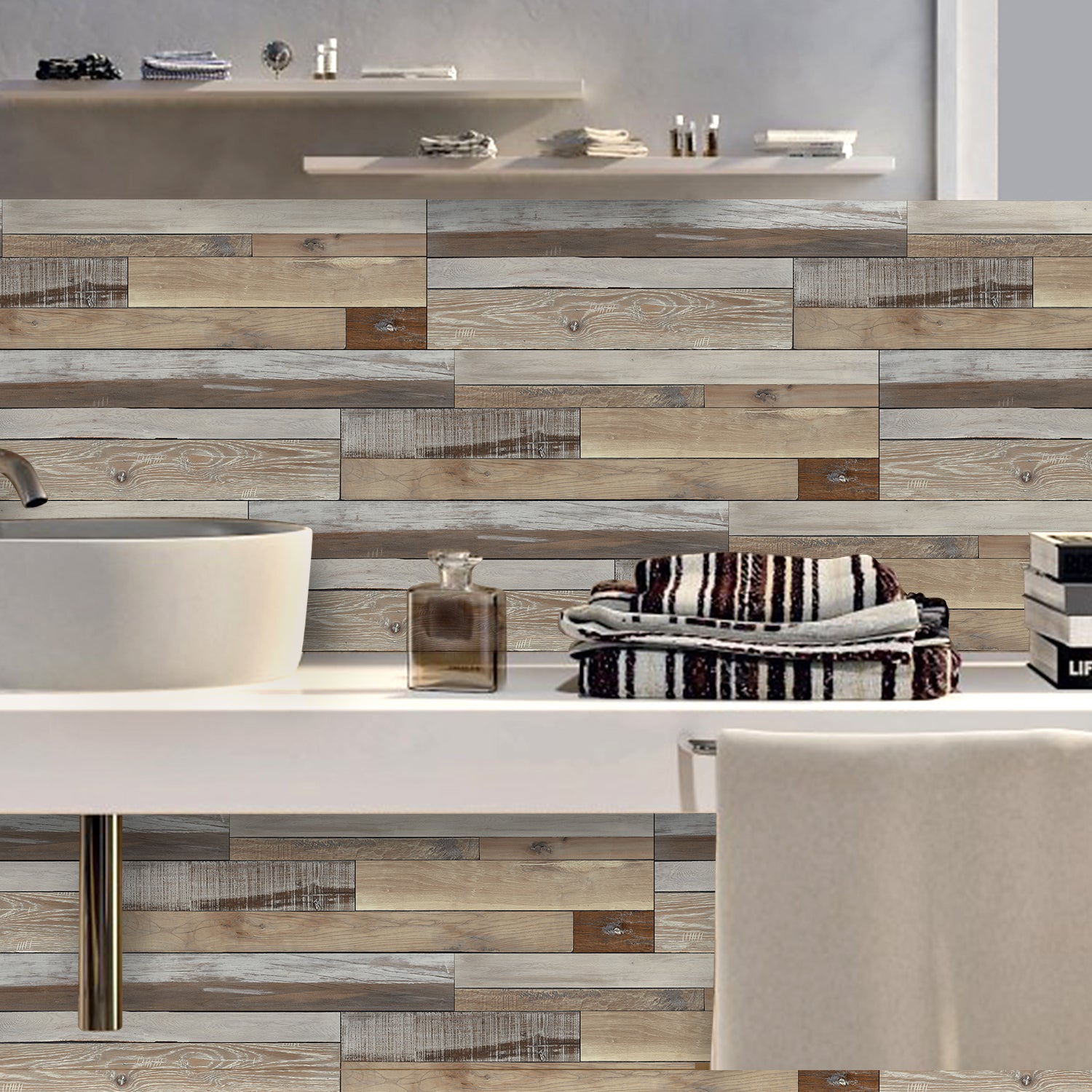 Gray and Beige Wallpaper on Wood Paneling for Wall Decoration Gray and Beige Wallpaper on Wood Paneling for Wall Decoration