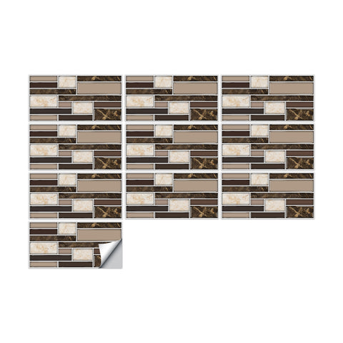 Brown Marble Textured Peel and Stick Floor Stickers Luxury Tiles 9pcs Brown Marble Textured Peel and Stick Floor Stickers Luxury Tiles 9pcs