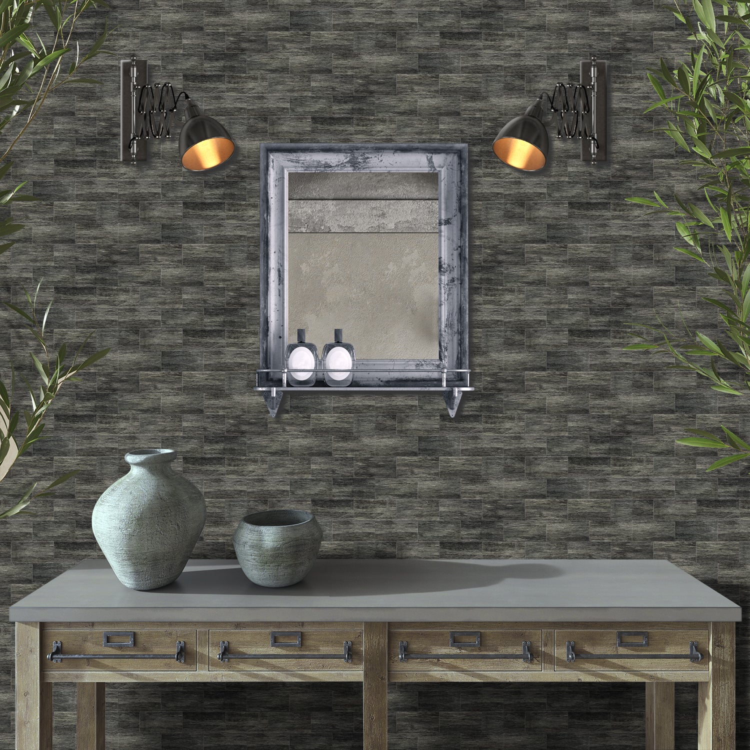 Eco-Friendly Dark Wood Grain Wallpaper for Wall Decoration Eco-Friendly Dark Wood Grain Wallpaper for Wall Decoration