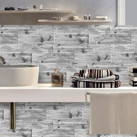 Weathered Light Grey Wood Wallpaper Peel and Stick for Bathroom Weathered Light Grey Wood Wallpaper Peel and Stick for Bathroom