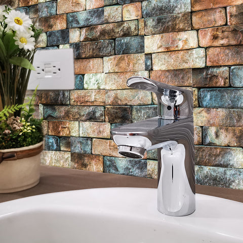 Blue Orange Splicing Marble Texture Floor Stickers Peel and Stick Countryside Blue Orange Splicing Marble Texture Floor Stickers Peel and Stick Countryside