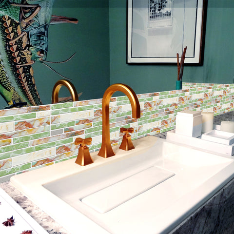 Light Green Splicing Marble Texture Floor Stickers Peel and Stick Light Green Splicing Marble Texture Floor Stickers Peel and Stick