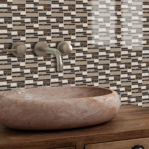 Brown Marble Textured Peel and Stick Floor Stickers Luxury Tiles 9pcs Brown Marble Textured Peel and Stick Floor Stickers Luxury Tiles 9pcs