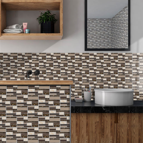 Brown Marble Textured Peel and Stick Floor Stickers Luxury Tiles 9pcs Brown Marble Textured Peel and Stick Floor Stickers Luxury Tiles 9pcs