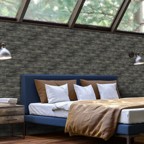 Eco-Friendly Dark Wood Grain Wallpaper for Bedroom Eco-Friendly Dark Wood Grain Wallpaper for Bedroom