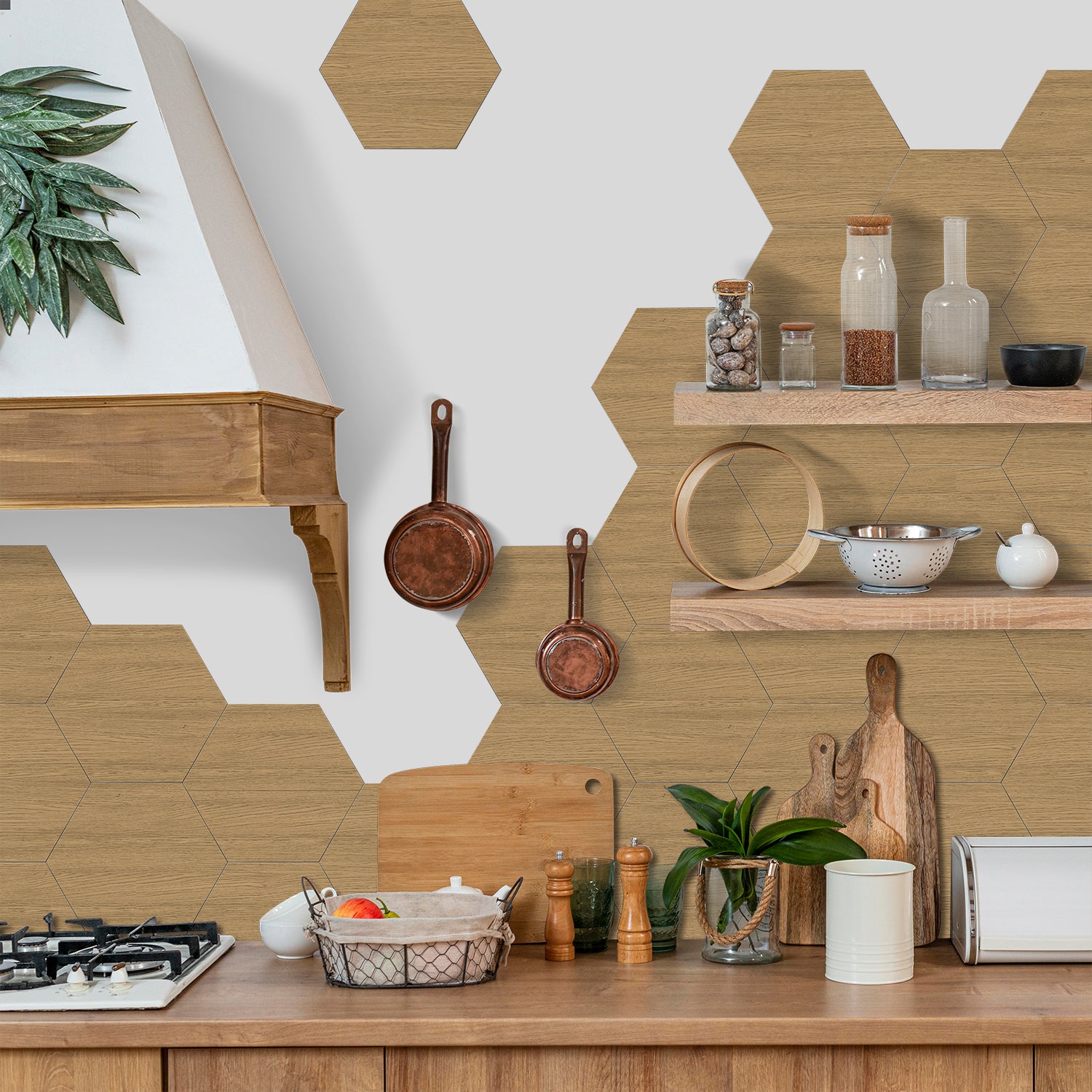 Natural Brown Faux Wood Wallpaper for Kitchen Remodeling Natural Brown Faux Wood Wallpaper for Kitchen Remodeling