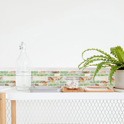 Light Green Splicing Marble Texture Floor Stickers Peel and Stick Light Green Splicing Marble Texture Floor Stickers Peel and Stick