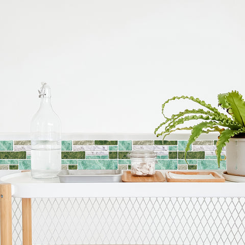 Green Splicing Marble Texture Floor Stickers Peel and Stick Green Splicing Marble Texture Floor Stickers Peel and Stick