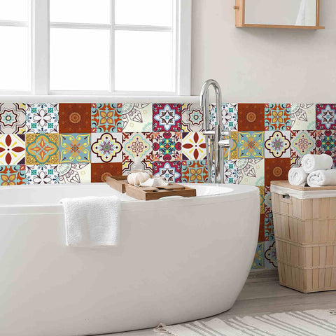 24pcs Floral Flower Wall Tile Paper Peel and Stick Removable Waterproof Wallpaper for Cabinet Kitchen Bathroom 24pcs Floral Flower Wall Tile Paper Peel and Stick Removable Waterproof Wallpaper for Cabinet Kitchen Bathroom