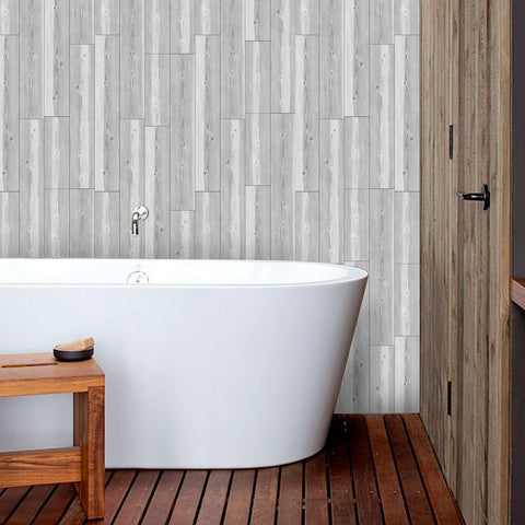 Waterproof Light Gray Wallpaper Wood Planks for Bathroom Waterproof Light Gray Wallpaper Wood Planks for Bathroom