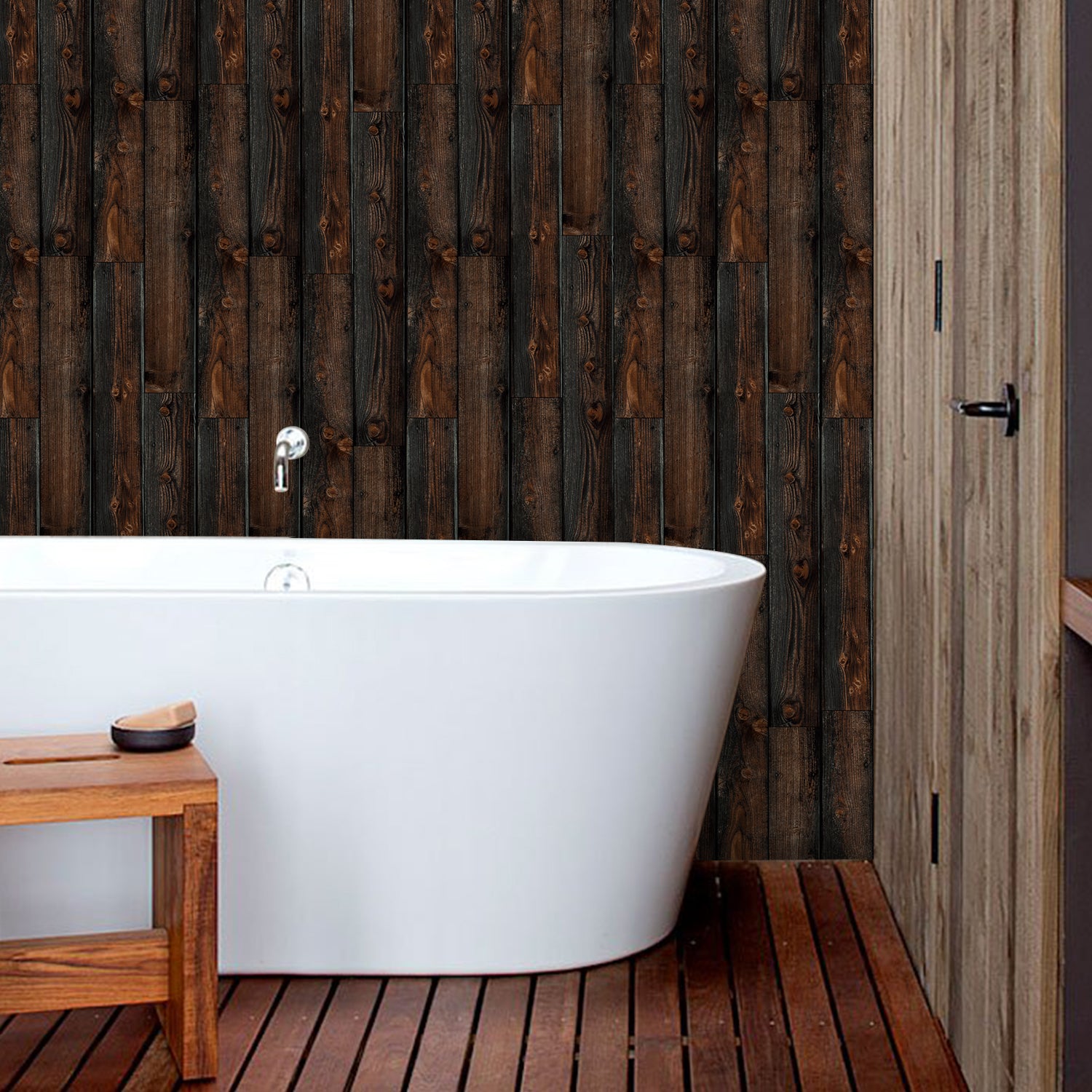 Waterproof Distressed Dark Barn Wood Wallpaper Waterproof Distressed Dark Barn Wood Wallpaper