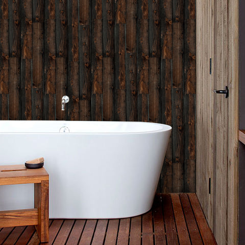Waterproof Distressed Dark Barn Wood Wallpaper Waterproof Distressed Dark Barn Wood Wallpaper