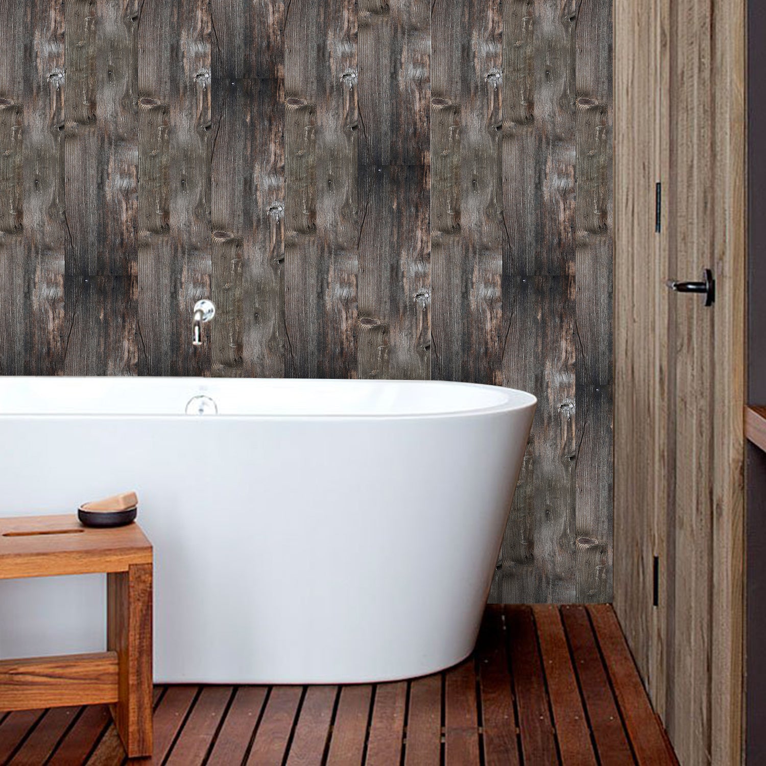 Waterproof Dark Gray Aged Barn Woods Wallpaper for Bathroom Waterproof Dark Gray Aged Barn Woods Wallpaper for Bathroom