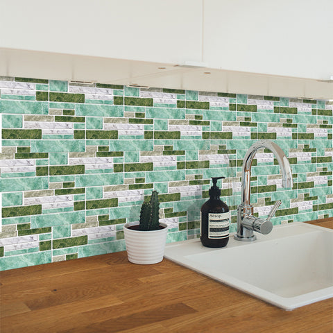 Green Splicing Marble Texture Floor Stickers Peel and Stick Green Splicing Marble Texture Floor Stickers Peel and Stick