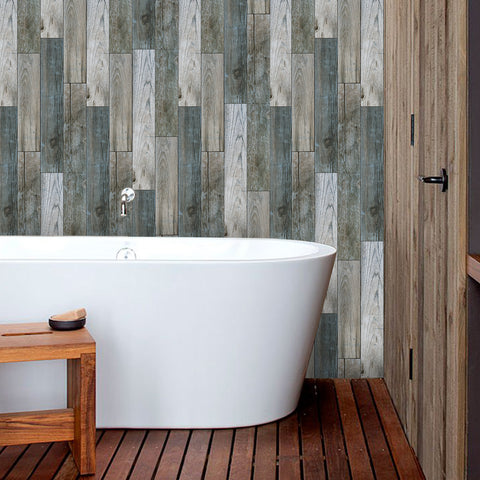 Waterproof Ocean Inspired Blue Barn Wood Wallpaper for Bathroom Waterproof Ocean Inspired Blue Barn Wood Wallpaper for Bathroom