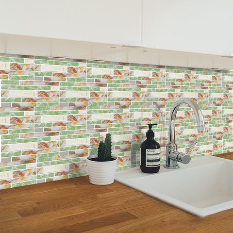 Light Green Splicing Marble Texture Floor Stickers Peel and Stick Light Green Splicing Marble Texture Floor Stickers Peel and Stick