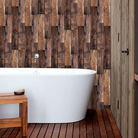 Waterproof Dark Brown Oak Wood Looking Wallpaper Waterproof Dark Brown Oak Wood Looking Wallpaper