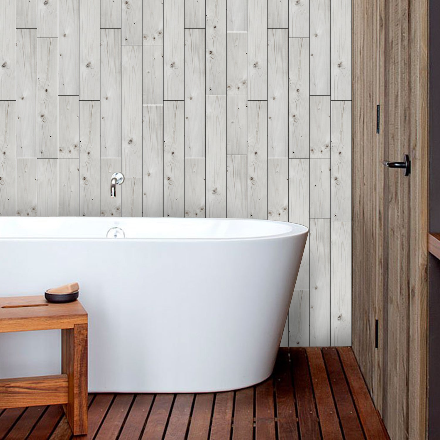 Waterproof Minimalist White Wood Wallpaper for Bathroom Waterproof Minimalist White Wood Wallpaper for Bathroom