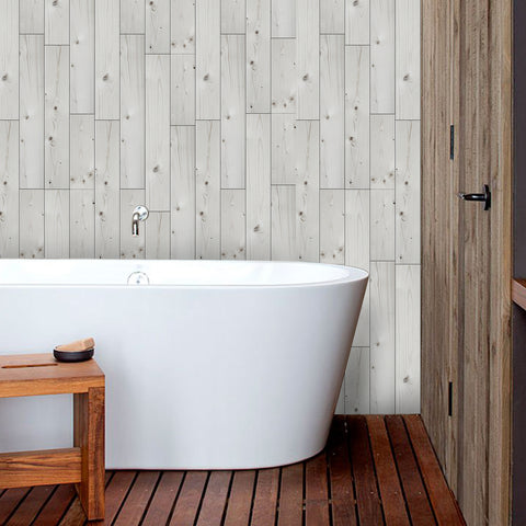 Waterproof Minimalist White Wood Wallpaper for Bathroom Waterproof Minimalist White Wood Wallpaper for Bathroom