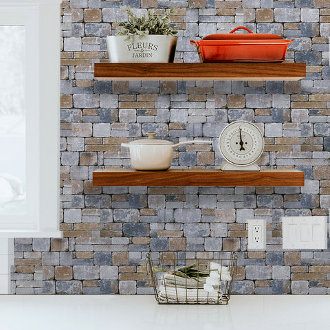 Grey and Brown Splicing Marble Texture Floor Stickers Peel and Stick Countryside Grey and Brown Splicing Marble Texture Floor Stickers Peel and Stick Countryside