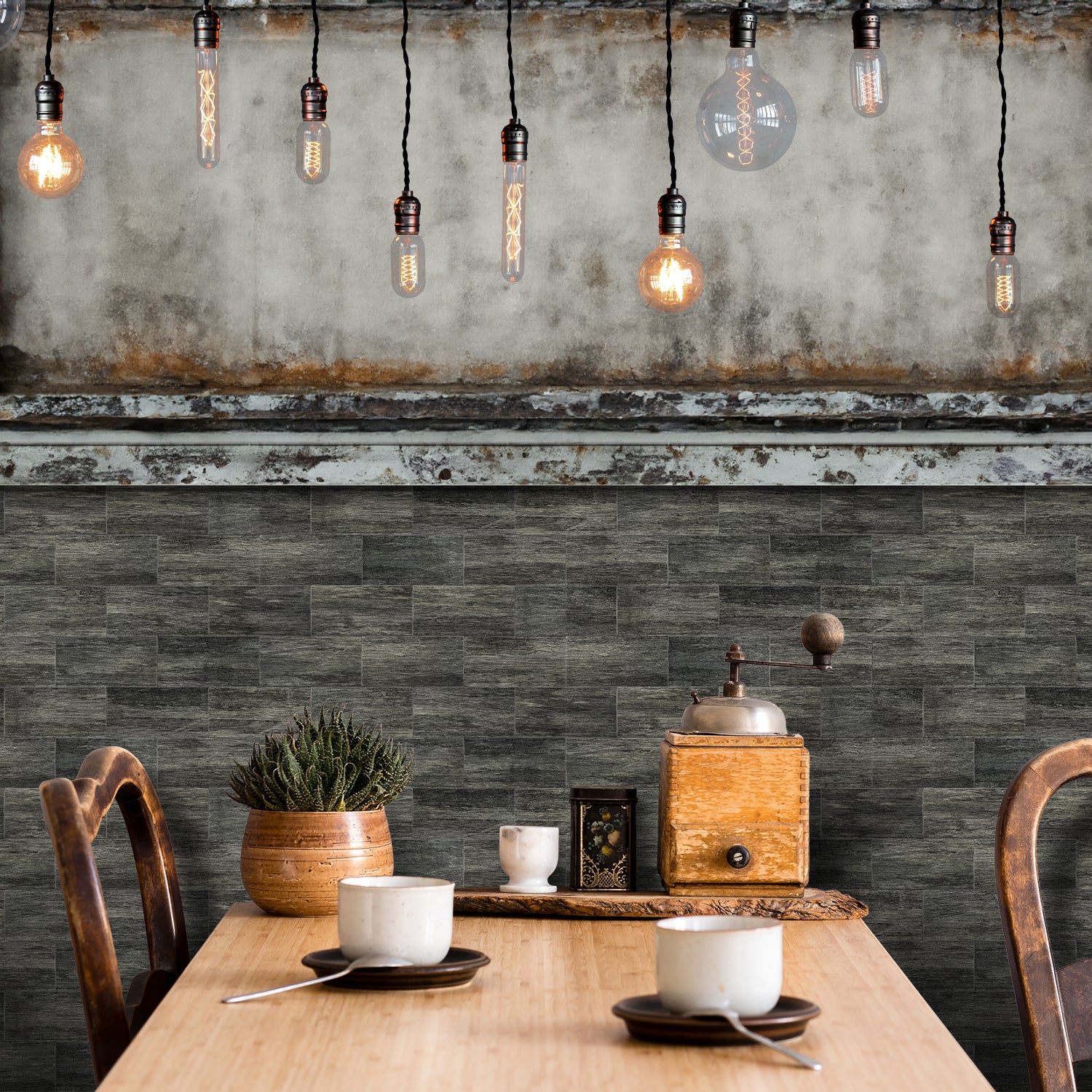 Eco-Friendly Dark Wood Grain Wallpaper for Dining Room Eco-Friendly Dark Wood Grain Wallpaper for Dining Room