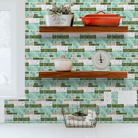Green Splicing Marble Texture Floor Stickers Peel and Stick Green Splicing Marble Texture Floor Stickers Peel and Stick