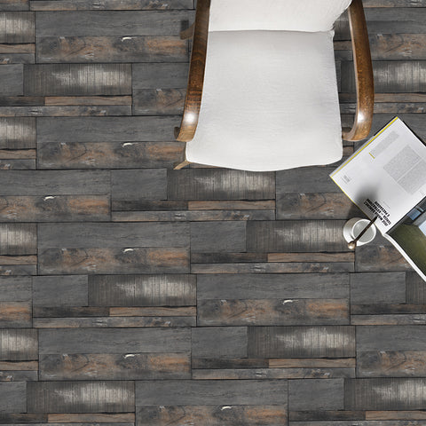 Waterproof Industrial Gray and Brown Wood Effect Wallpaper for Floor Renovation Waterproof Industrial Gray and Brown Wood Effect Wallpaper for Floor Renovation