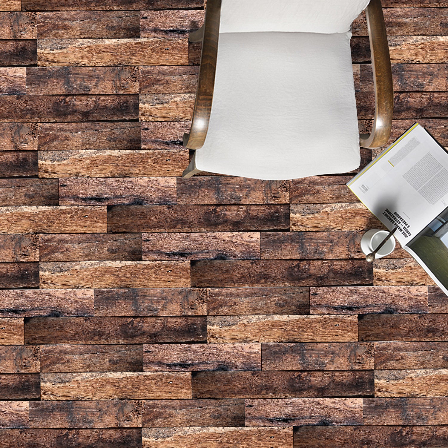 Dark Brown Oak Wood Looking Wallpaper for Floor Renovation Dark Brown Oak Wood Looking Wallpaper for Floor Renovation