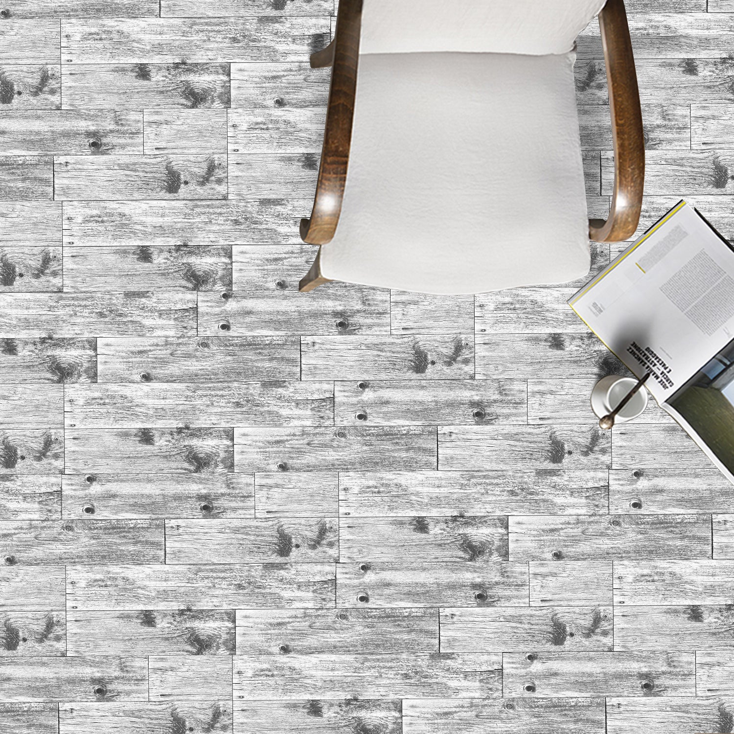 Weathered Light Grey Wood Wallpaper Peel and Stick for Floor Renovation Weathered Light Grey Wood Wallpaper Peel and Stick for Floor Renovation