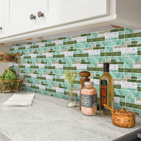 Green Splicing Marble Texture Floor Stickers Peel and Stick Green Splicing Marble Texture Floor Stickers Peel and Stick