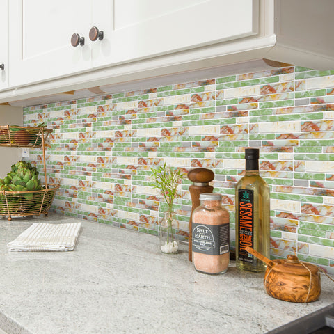 Light Green Splicing Marble Texture Floor Stickers Peel and Stick Light Green Splicing Marble Texture Floor Stickers Peel and Stick