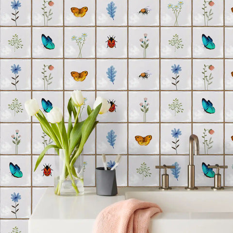 10 Pcs Provence Wall Stickers, Stick Wall Backsplash Decals Home Tiles, Waterproof Stickers for Kitchen, Living Room, Bathroom 10 Pcs Provence Wall Stickers, Stick Wall Backsplash Decals Home Tiles, Waterproof Stickers for Kitchen, Living Room, Bathroom