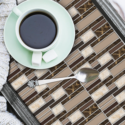 Brown Marble Textured Peel and Stick Floor Stickers Luxury Tiles 9pcs Brown Marble Textured Peel and Stick Floor Stickers Luxury Tiles 9pcs