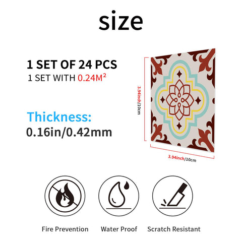 24pcs Floral Flower Wall Tile Paper Peel and Stick Removable Waterproof Wallpaper for Cabinet Kitchen Bathroom 24pcs Floral Flower Wall Tile Paper Peel and Stick Removable Waterproof Wallpaper for Cabinet Kitchen Bathroom