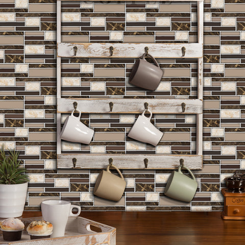 Brown Marble Textured Peel and Stick Floor Stickers Luxury Tiles 9pcs Brown Marble Textured Peel and Stick Floor Stickers Luxury Tiles 9pcs