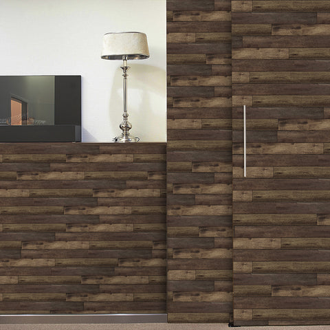 Gray and Brown Wallpaper over Wood Paneling for Wall Decoration Gray and Brown Wallpaper over Wood Paneling for Wall Decoration