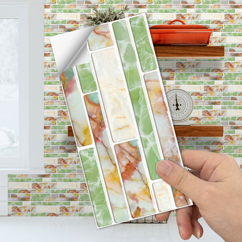 Light Green Splicing Marble Texture Floor Stickers Peel and Stick Light Green Splicing Marble Texture Floor Stickers Peel and Stick