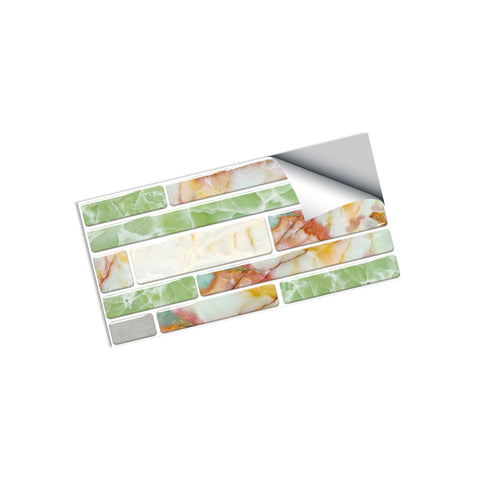 Light Green Splicing Marble Texture Floor Stickers Peel and Stick Light Green Splicing Marble Texture Floor Stickers Peel and Stick