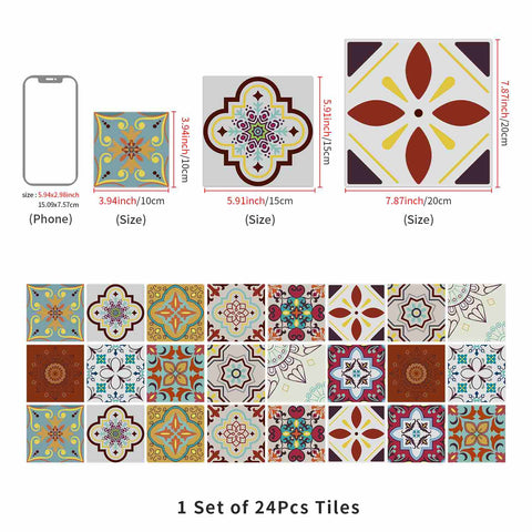 24pcs Floral Flower Wall Tile Paper Peel and Stick Removable Waterproof Wallpaper for Cabinet Kitchen Bathroom 24pcs Floral Flower Wall Tile Paper Peel and Stick Removable Waterproof Wallpaper for Cabinet Kitchen Bathroom