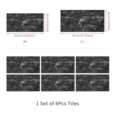 Classic Black Stone Wall Stickers Retro Tile Stickers for Kitchen, Bathroom, and Stair Steps Classic Black Stone Wall Stickers Retro Tile Stickers for Kitchen, Bathroom, and Stair Steps