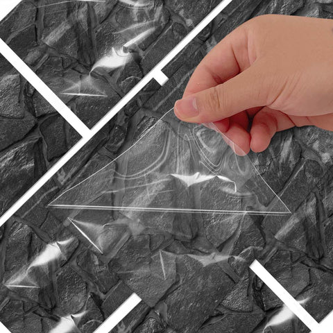 Classic Black Stone Wall Stickers Retro Tile Stickers for Kitchen, Bathroom, and Stair Steps Classic Black Stone Wall Stickers Retro Tile Stickers for Kitchen, Bathroom, and Stair Steps