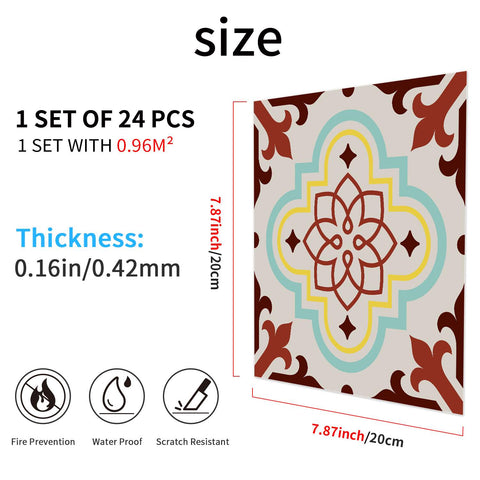 24pcs Floral Flower Wall Tile Paper Peel and Stick Removable Waterproof Wallpaper for Cabinet Kitchen Bathroom 24pcs Floral Flower Wall Tile Paper Peel and Stick Removable Waterproof Wallpaper for Cabinet Kitchen Bathroom